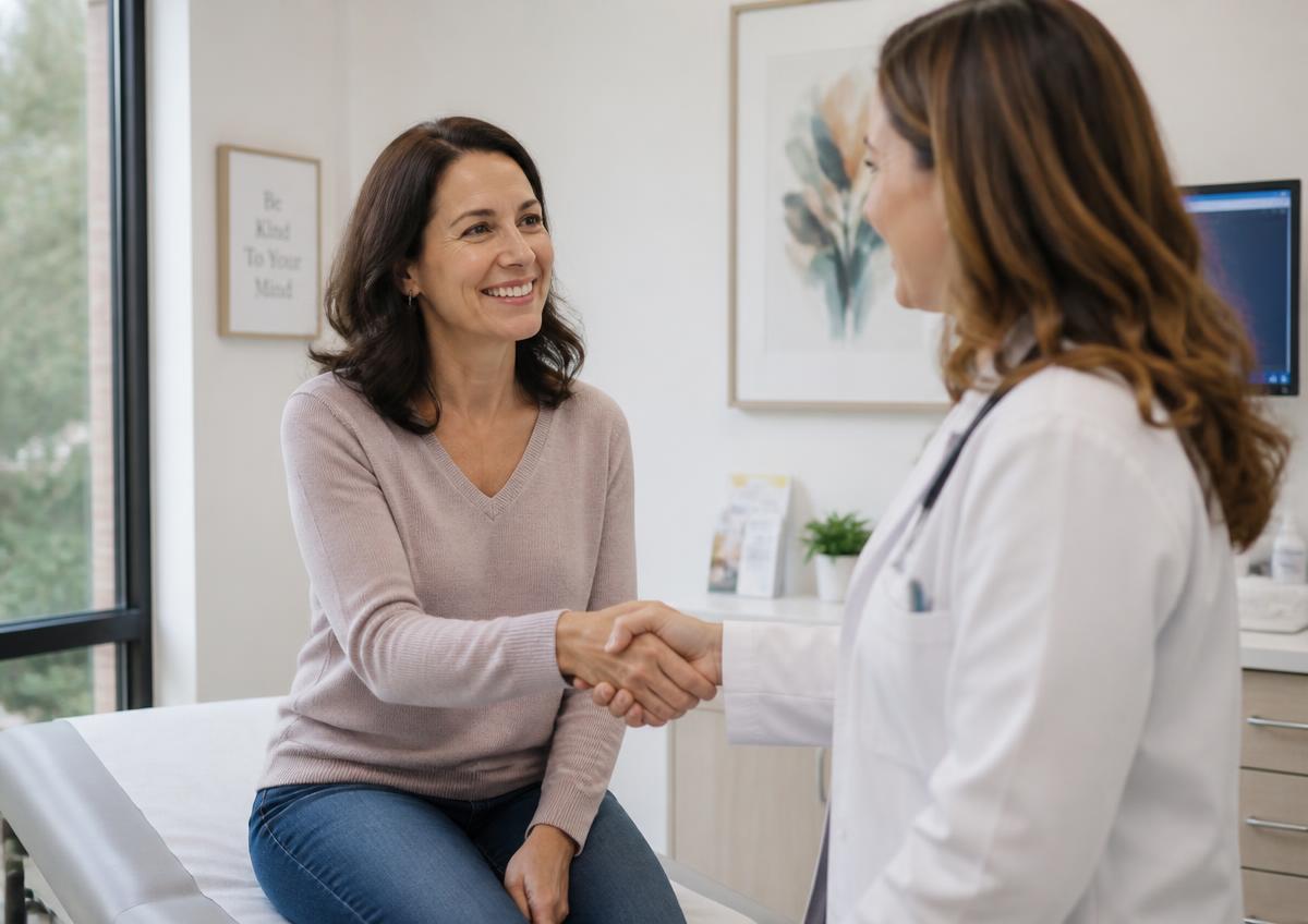 Paciente en consulta con su médica en Axis Clinic